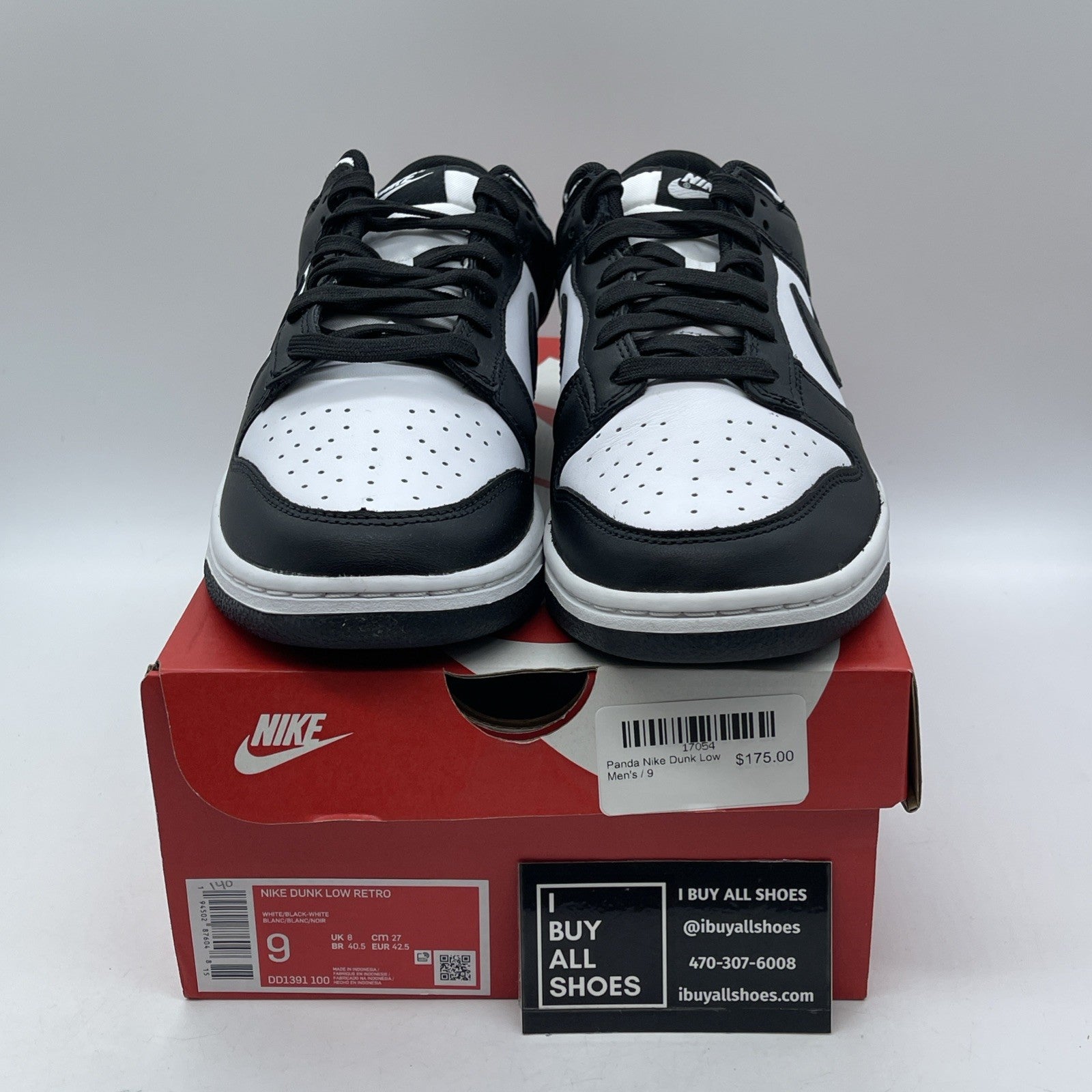 Size 9 - Nike Dunk Low Black White Leather (DD1391-100)