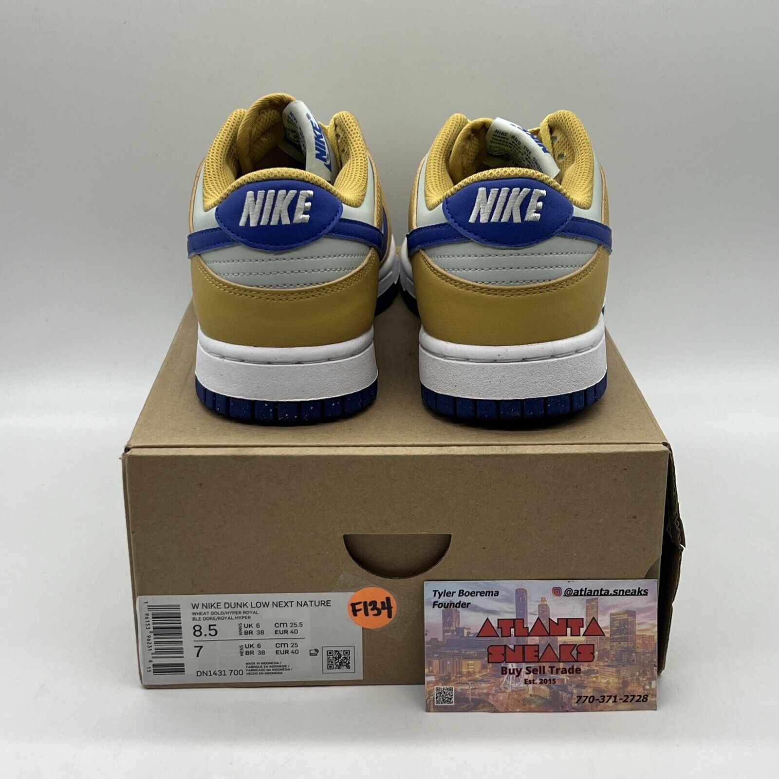 WMNS SZ 8.5 NIKE DUNK LOW NEXT NATURE WHEAT GOLD HYPER ROYAL (DN1431-700) Og All