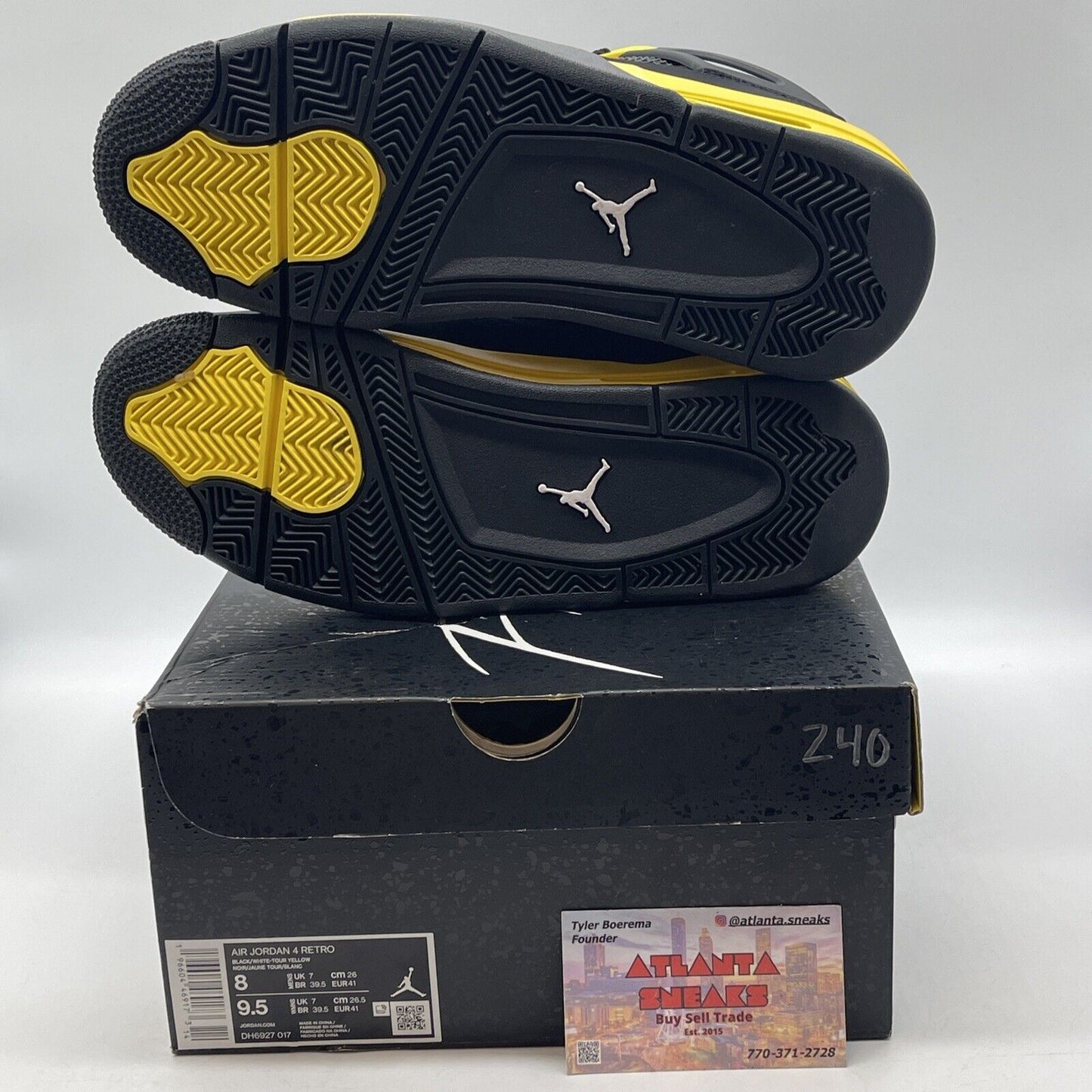 Size 8 - Jordan 4 Retro Mid Thunder Black Yellow Suede (DH6927-017)