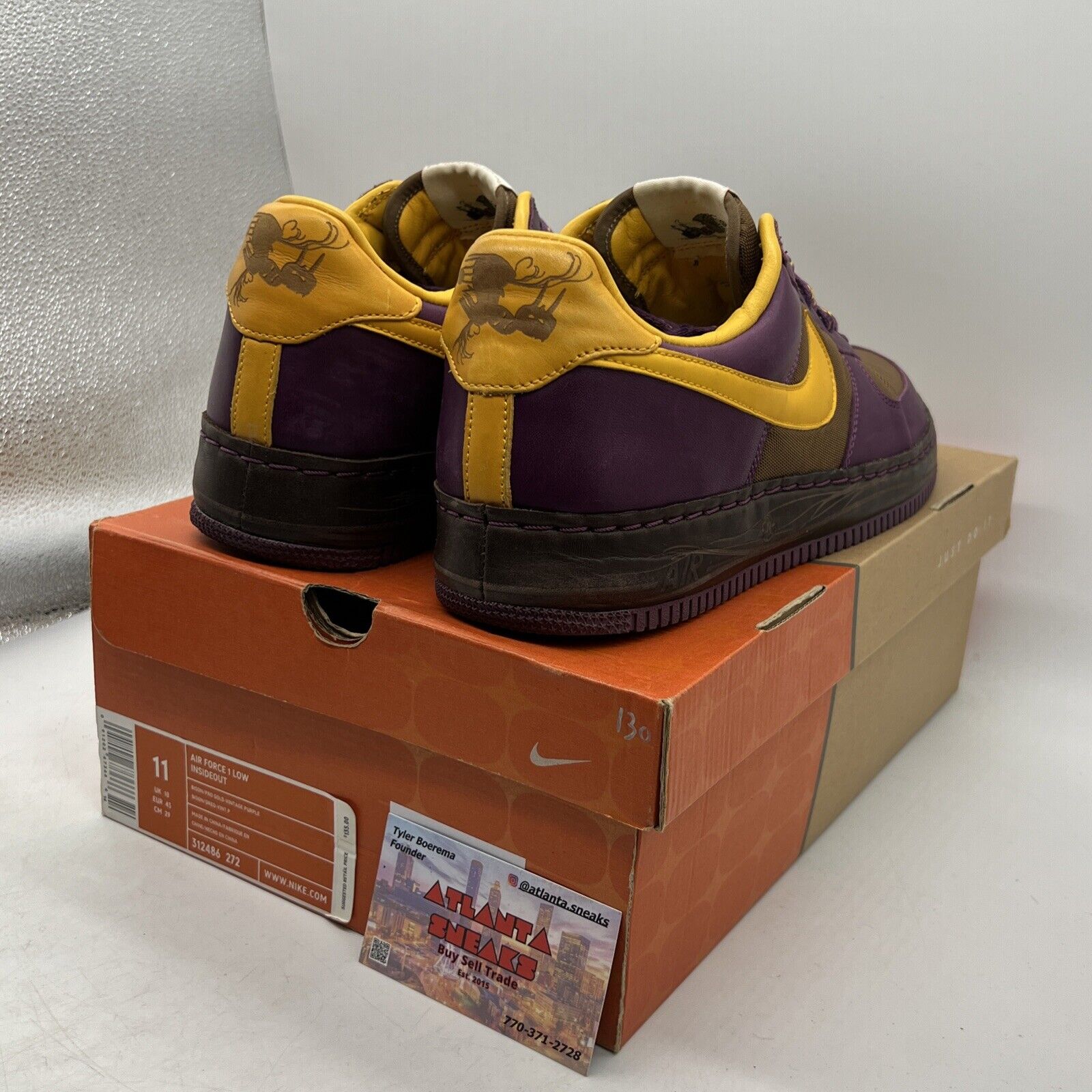 Size 11 - Nike Air Force 1 Insideout Low Purple Yellow Leather (312486-272)