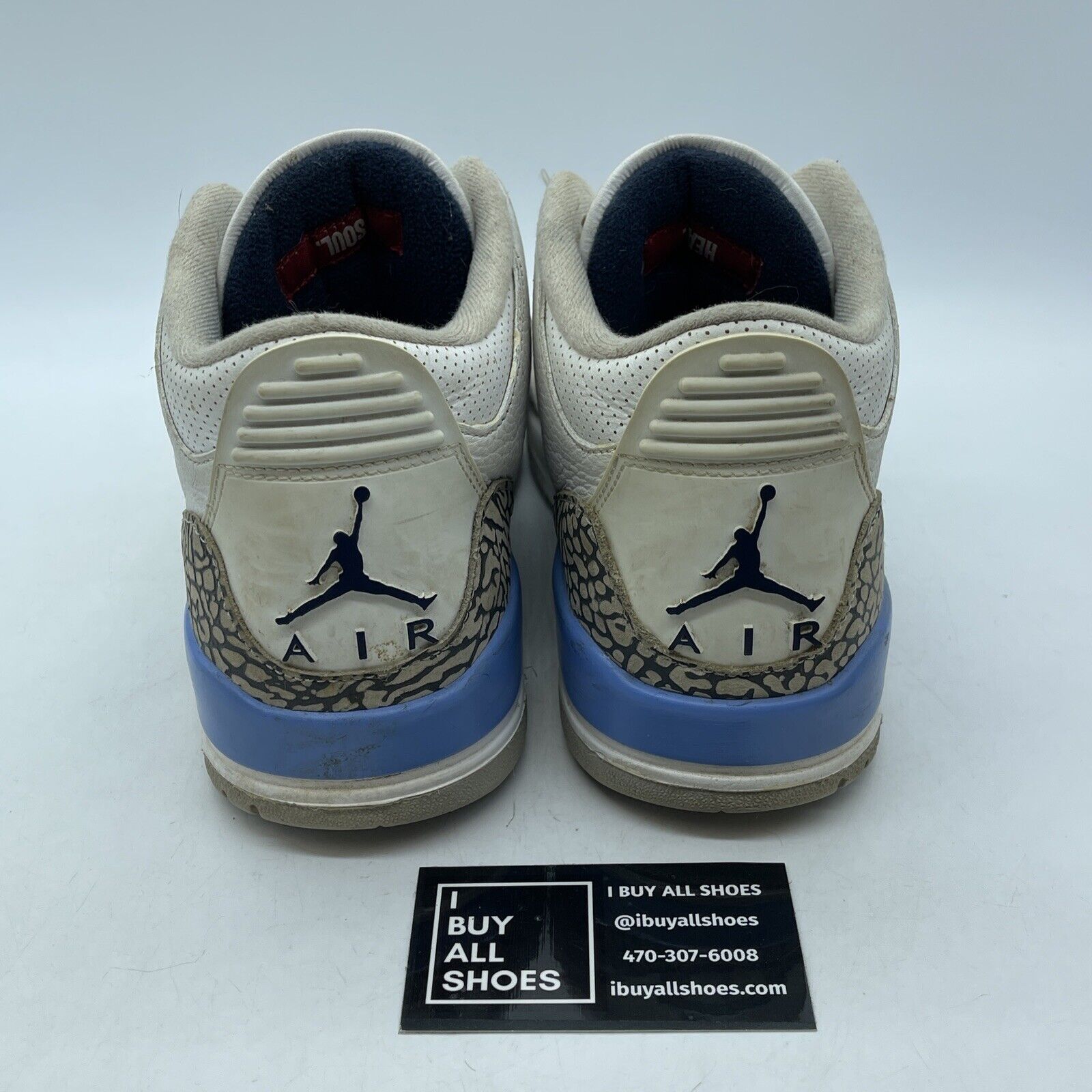Size 9 - Jordan 3 Retro Mid UNC White Grey Blue Suede Leather (CT8532-104)