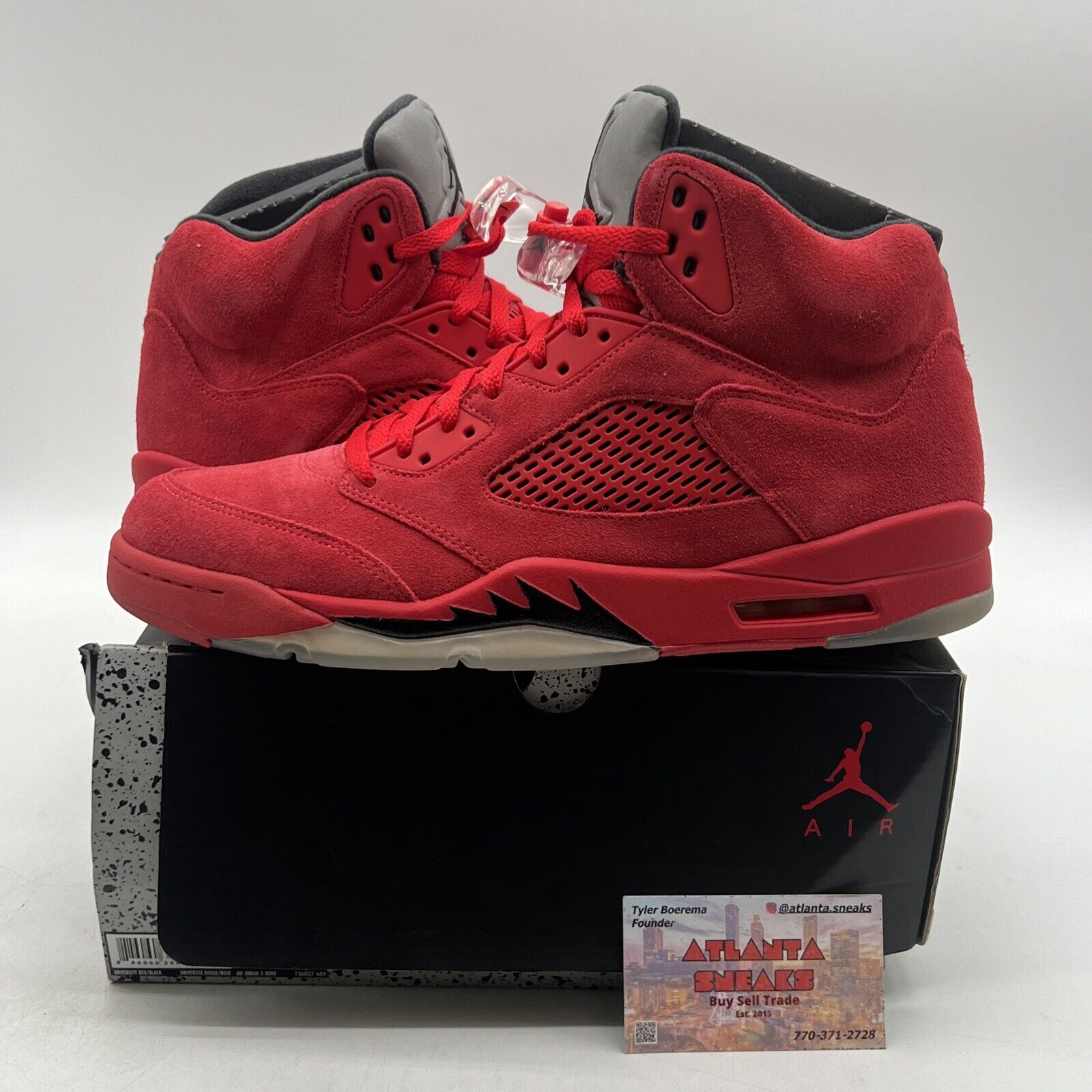 Size 11.5 - Air Jordan 5 Retro Red Suede Black Grey Suede (136027-602)