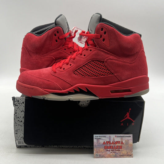 Size 11.5 - Air Jordan 5 Retro Red Suede Black Grey Suede (136027-602)