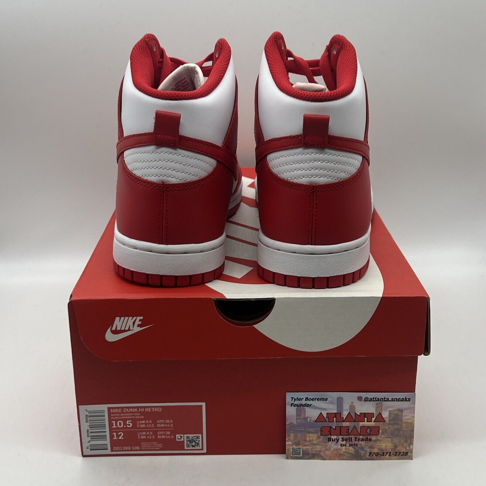 Size 10.5 - Nike Dunk High University Red Brand New Og All White