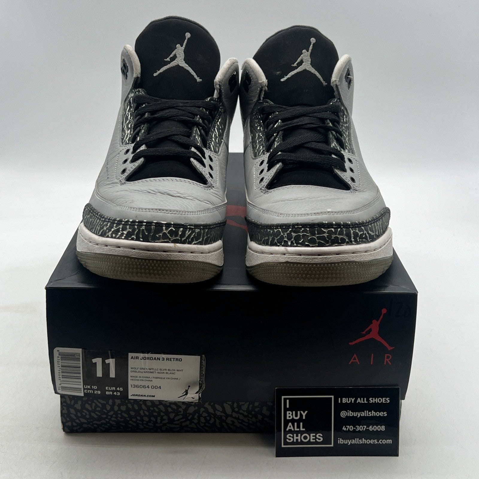 Size 11 - Air Jordan 3 Retro Wolf Grey (136064-004)