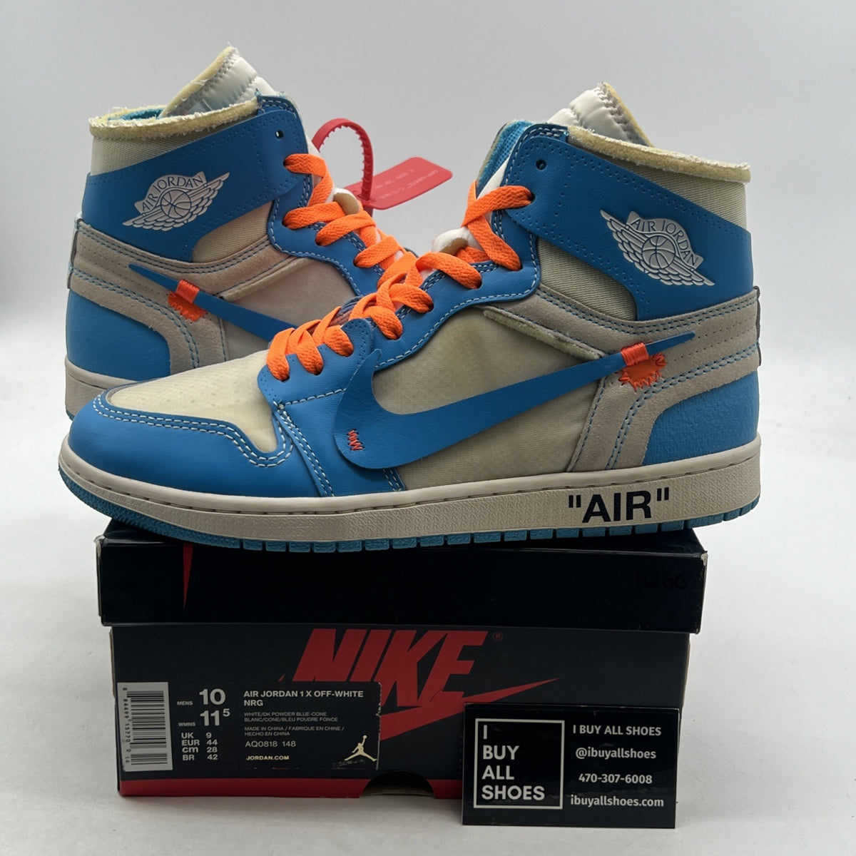 Size 10 - Air Jordan 1 Retro OG x Off-White High UNC (AQ0818-148)
