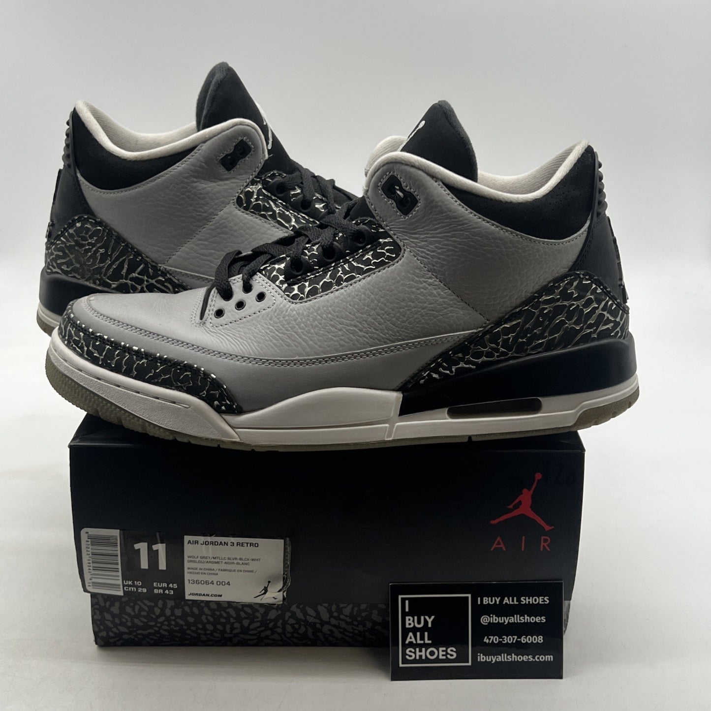 Size 11 - Air Jordan 3 Retro Wolf Grey (136064-004)