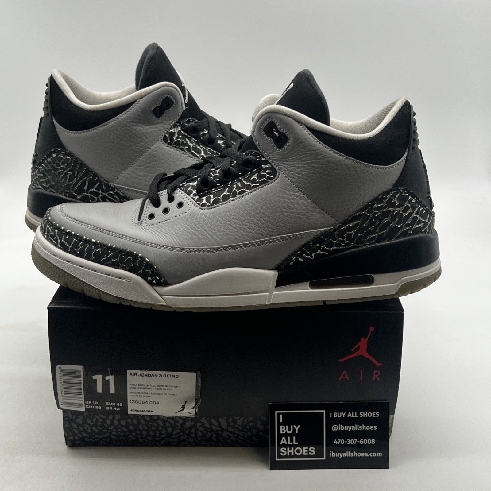 Size 11 - Air Jordan 3 Retro Wolf Grey (136064-004)