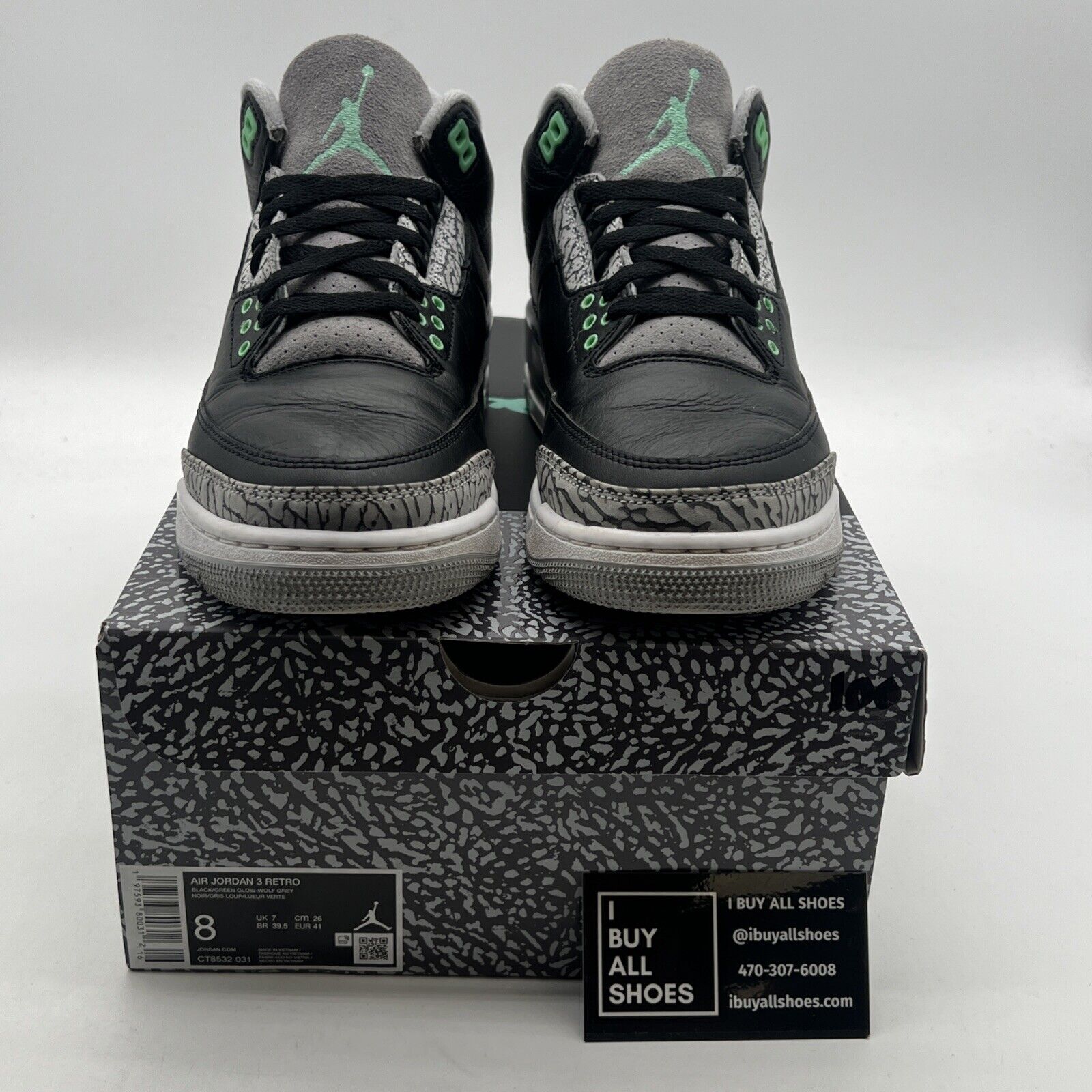Size 8 - Air Jordan 3 Retro Green Glow (CT8532-031)
