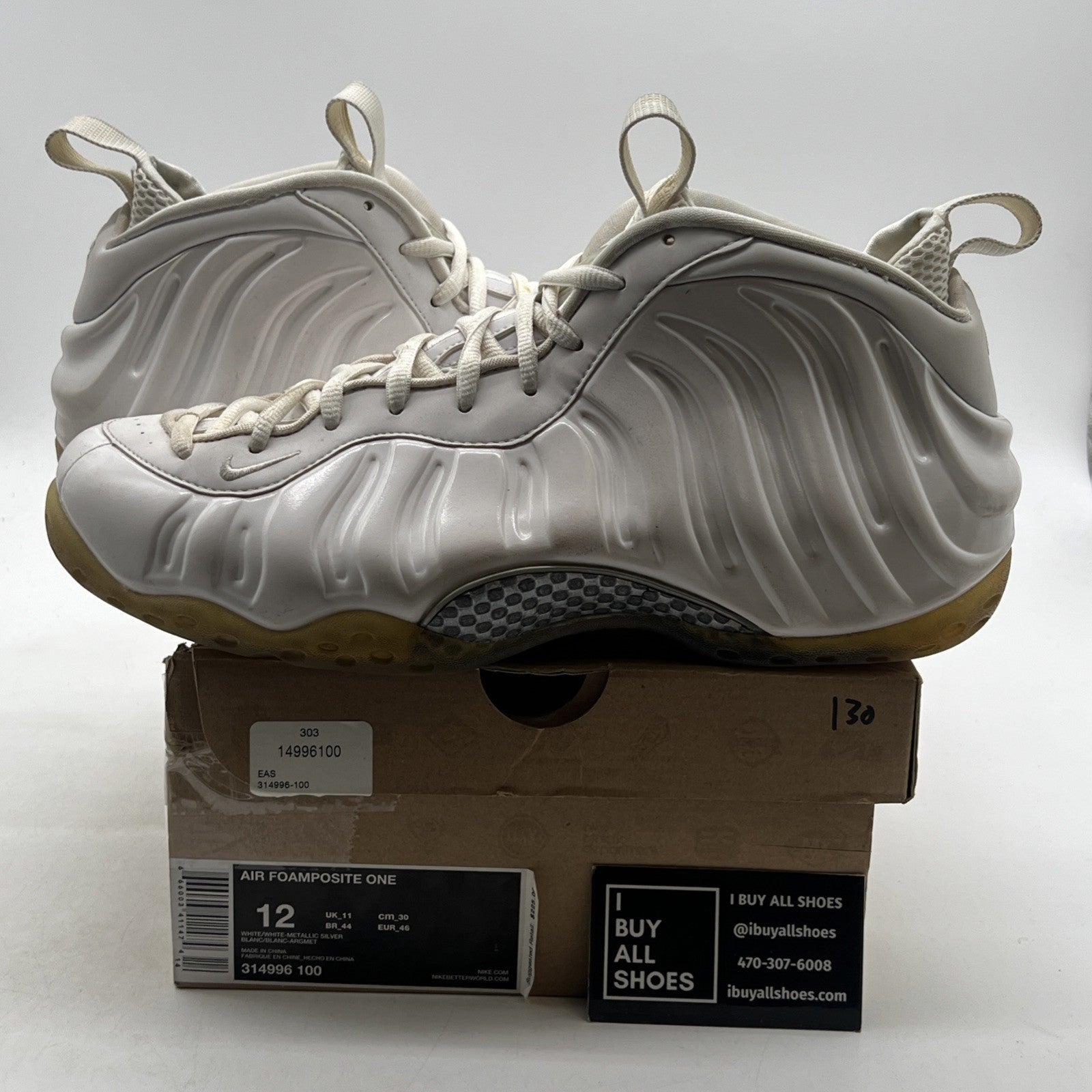 Size 12 - Nike Air Foamposite One White-Out (314996-100)