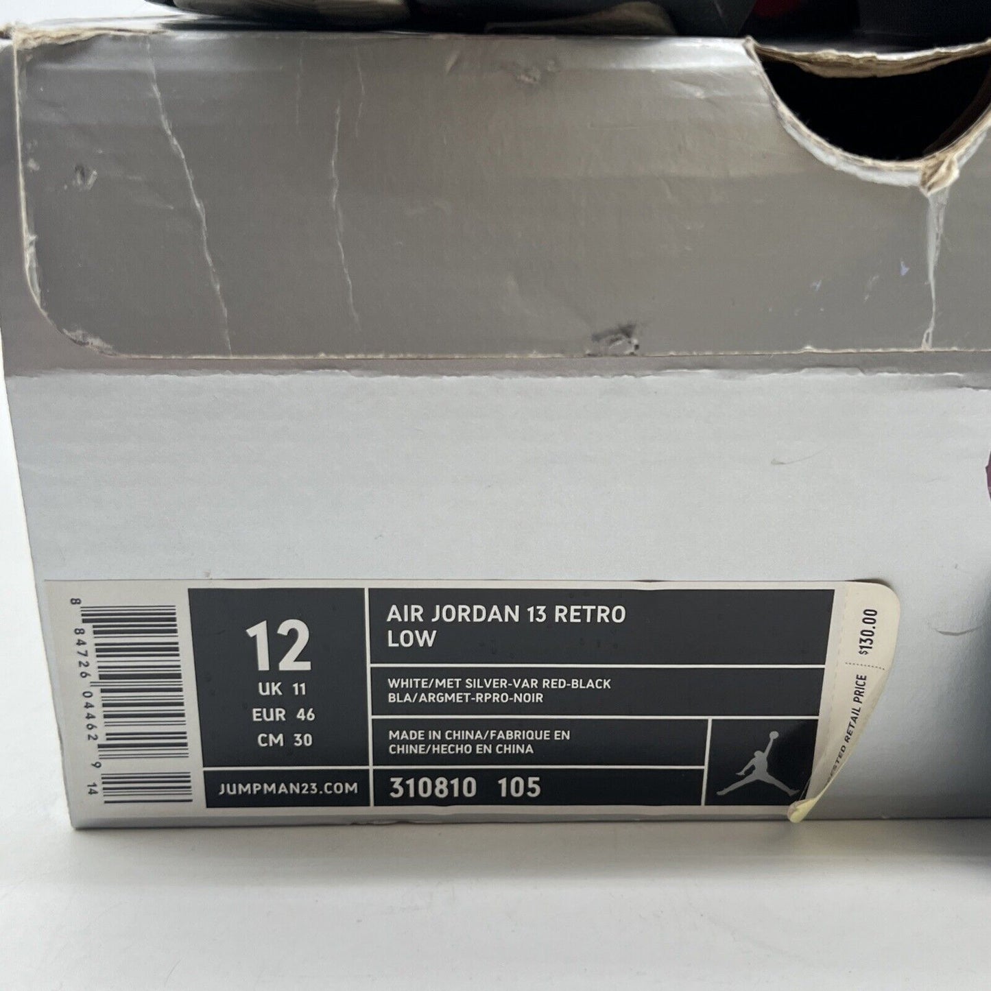 Size 12 - Air Jordan 13 Retro 2005 Low Cherry White (310810-105)