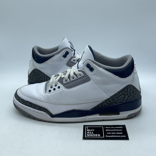 Size 11 - Air Jordan 3 Retro Midnight Navy White Leather Suede (ACT8532-140)