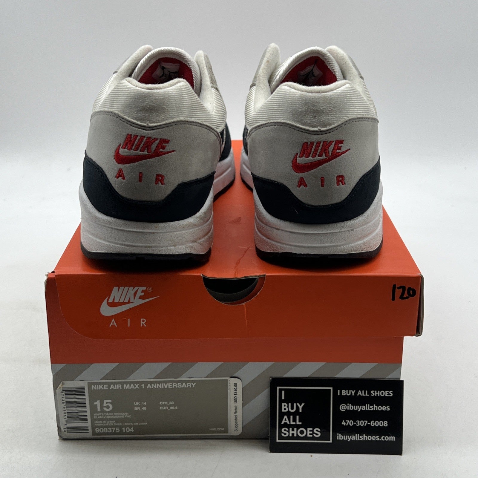 Size 15 - Nike Air Max 1 OG Anniversary Obsidian (908375-104)
