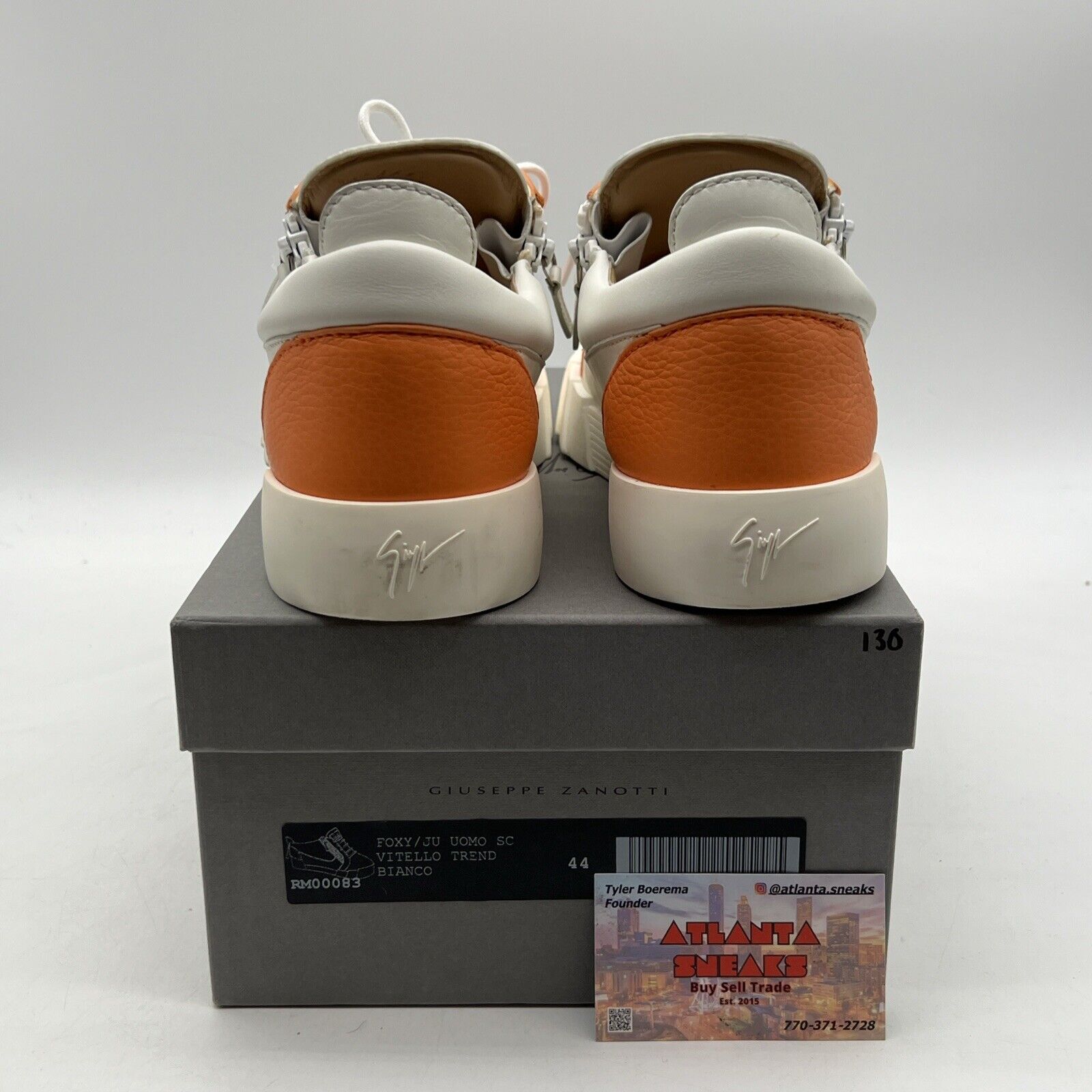 Size 10.5 - Giuseppe Zanotti Men's Low Top Sneakers Orange White