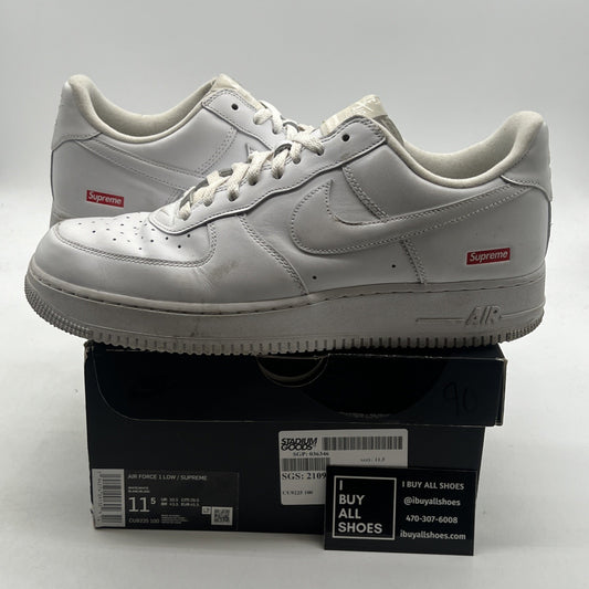 Size 11.5 - Nike Air Force 1 x Supreme Low Box Logo - White (CU9225-100)
