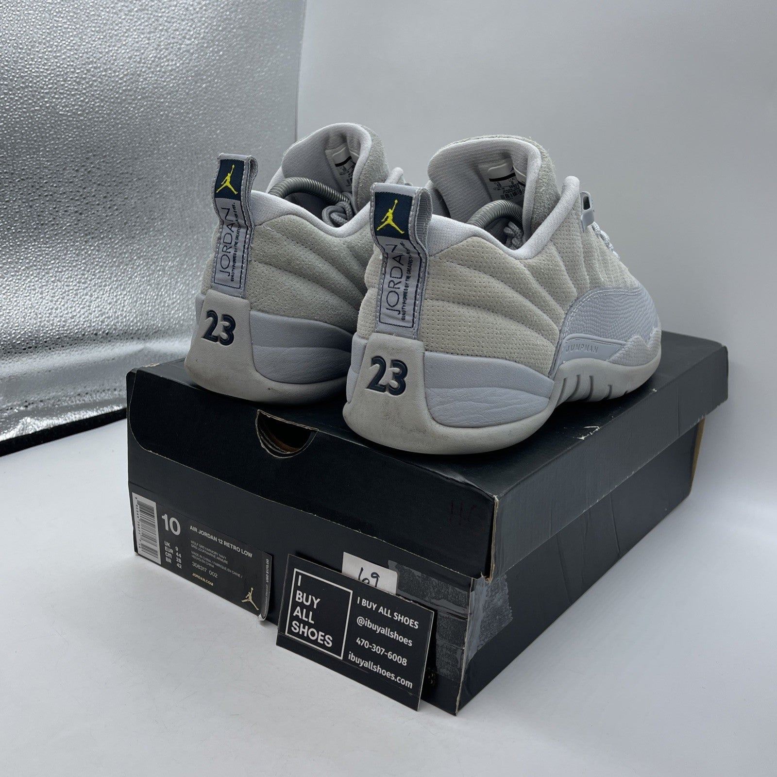 Size 10 - Air Jordan 12 Retro Low Wolf Grey Suede Leather (308317-002)