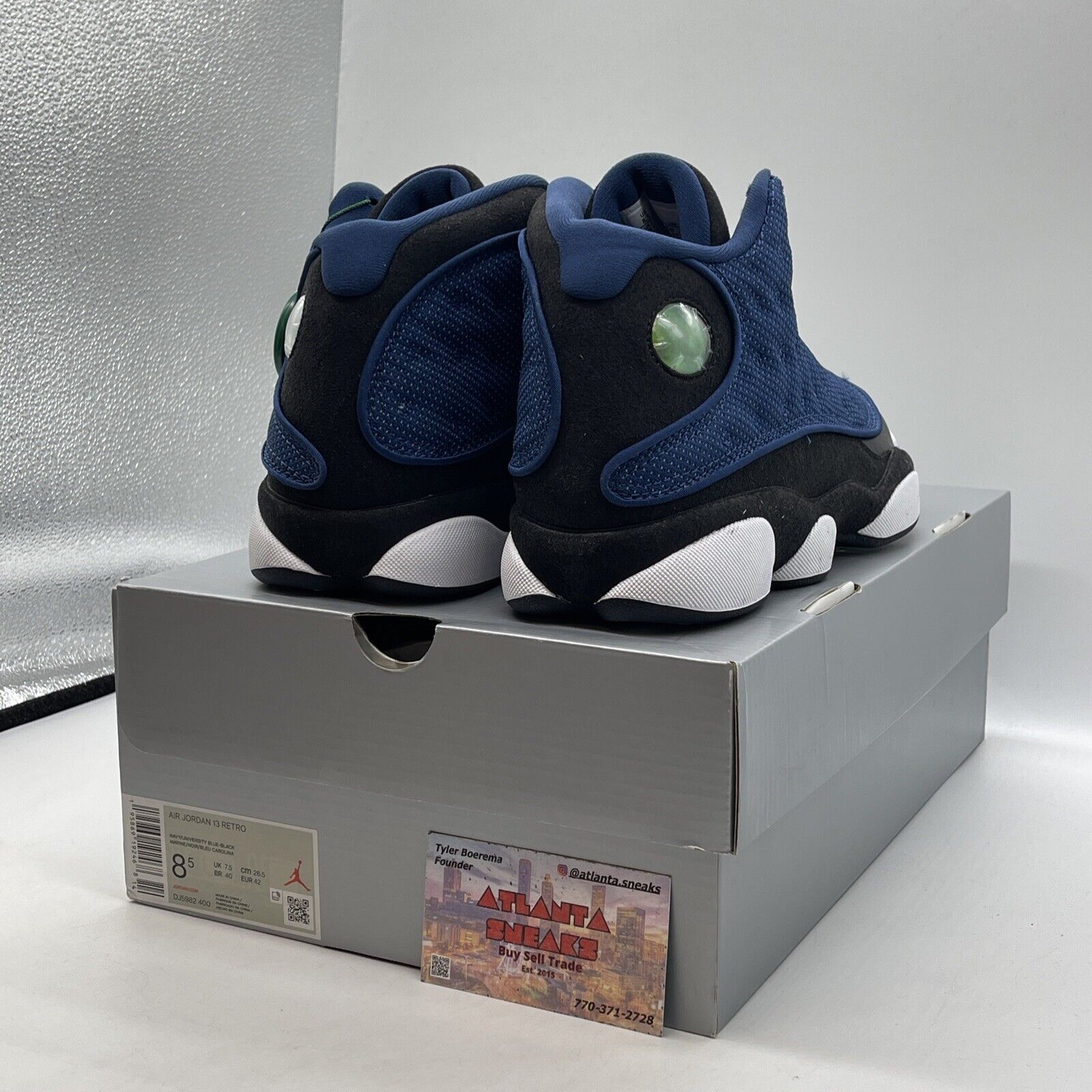 Size 8.5 - Jordan 13 Navy 2022 Black Suede White Leather (DJ5982-400)