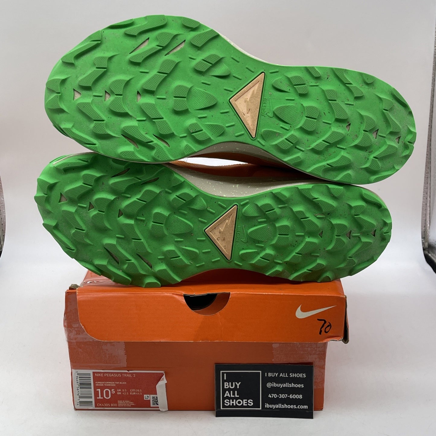 Size 10.5 - Nike Pegasus Trail 2 Bright Mango Pink Green Suede (CK4305-800)