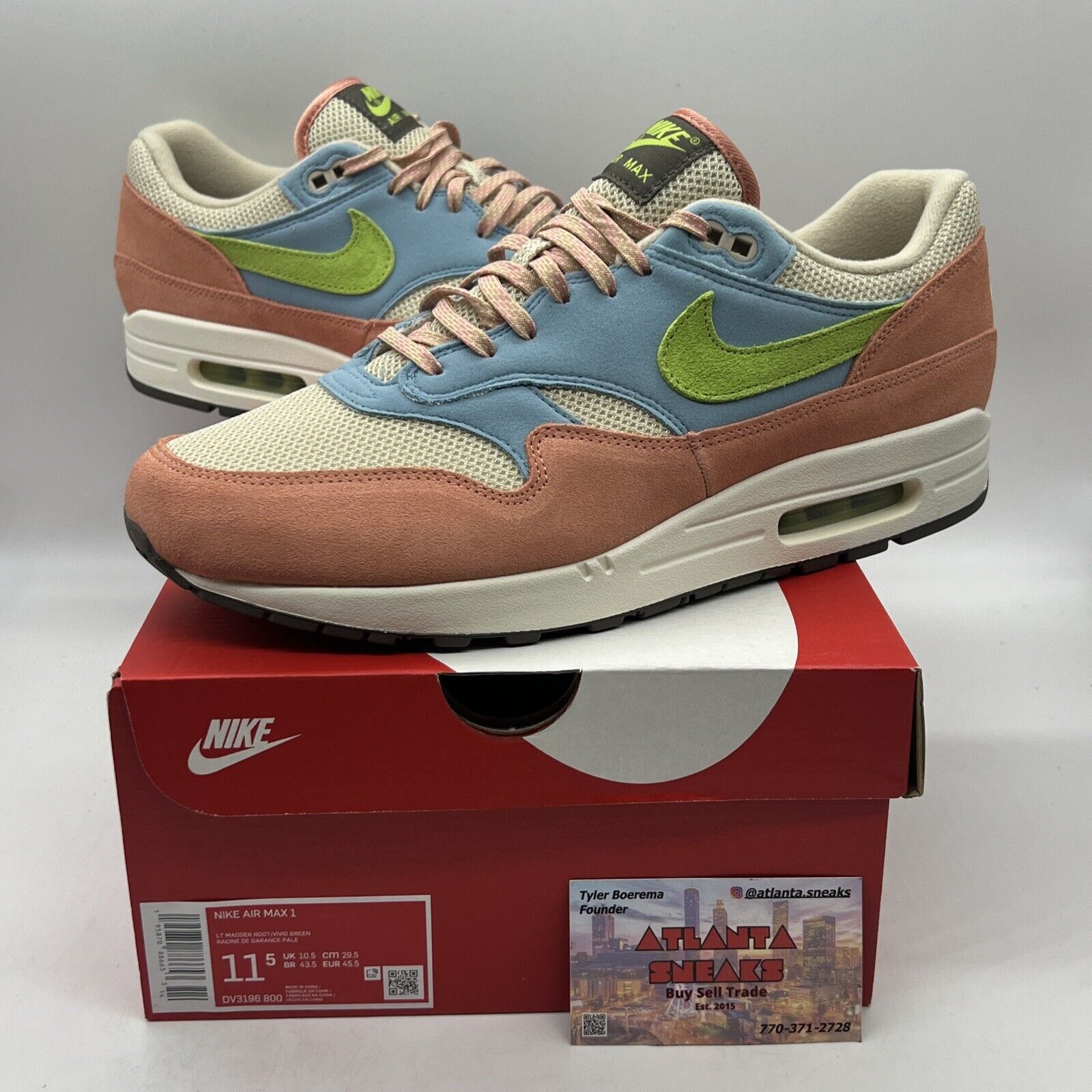 Size 11.5 - Nike Air Max 1 Light Madder Root 2022 Brand New Og All