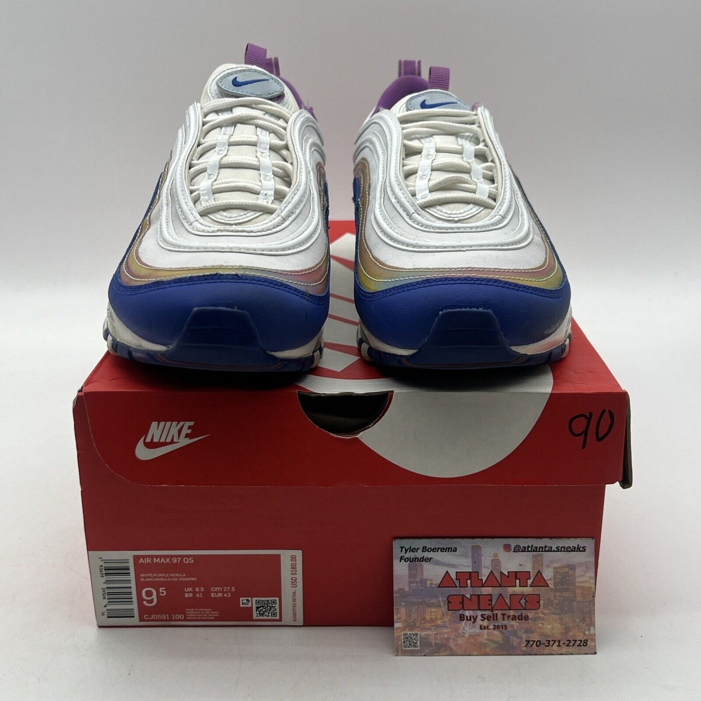 Size 9.5 - Nike Air Max 97 Easter White Blue Leather (CJ0591-100)