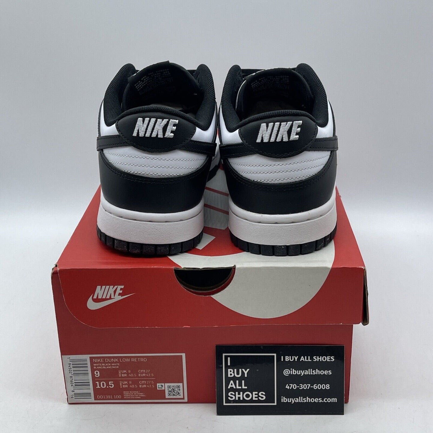 Size 9.5 - Nike Dunk Low Black White Leather Suede (DD1391-100)