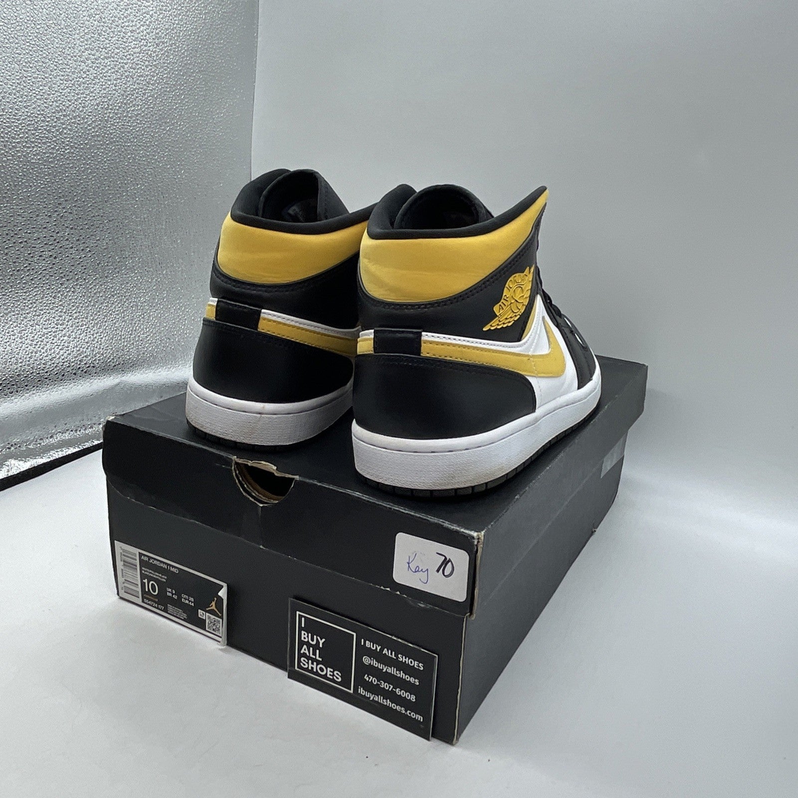 Size 10 - Air Jordan 1 Mid Black University Gold (554724-177)
