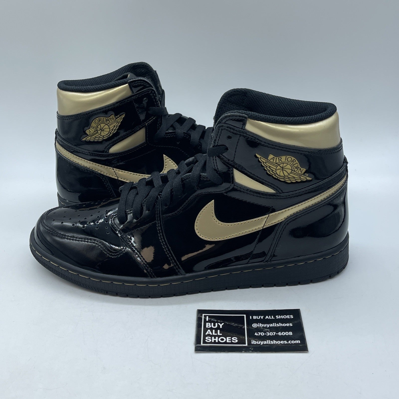 Size 12 - Jordan 1 High Black Metallic Gold Leather (555088-032)