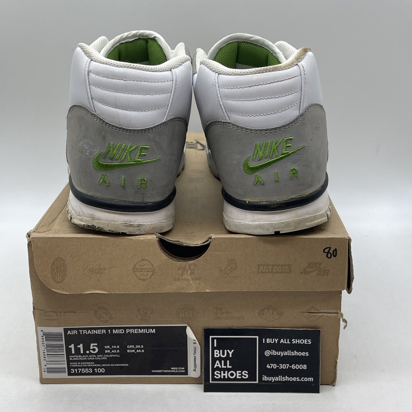 Size 11.5 - Nike Air Trainer 1 Premium Mid Chlorophyll (317553-100)