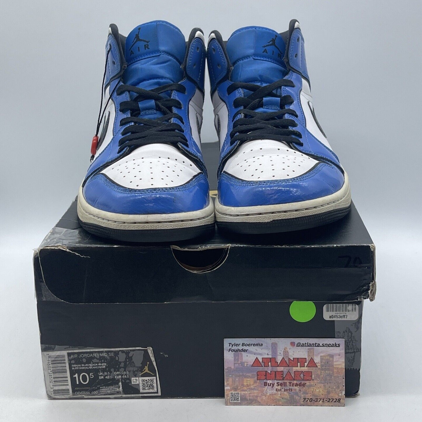 Size 10.5 - Air Jordan 1 SE Mid Signal Blue White Black Leather (DD6834-402)