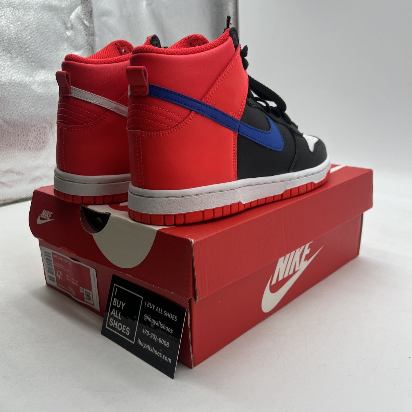 Size 4.5Y - Nike Dunk High GS - Knicks - Black / Game Royal (DB2179-001)