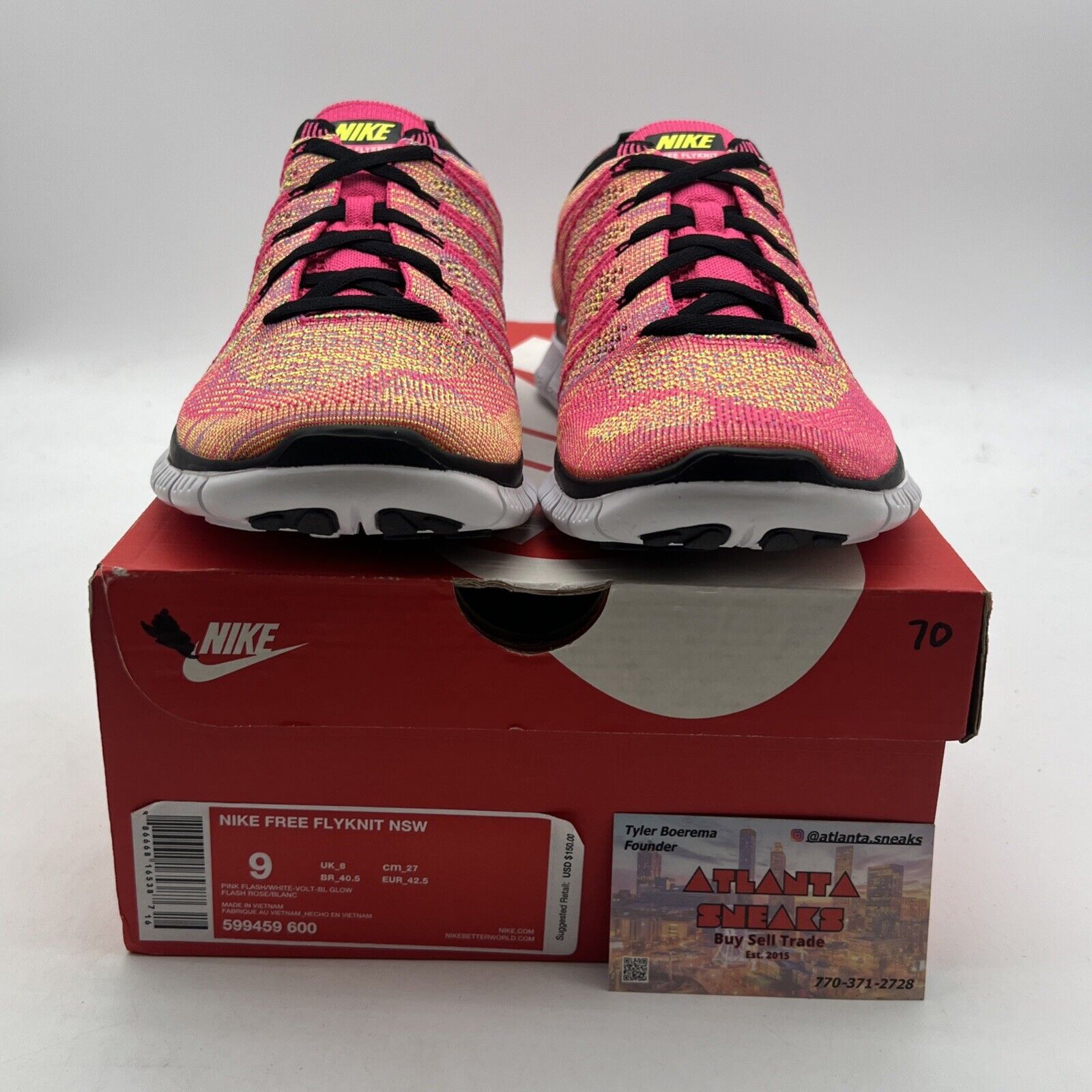 Size 9 - Nike Free Flyknit NSW Pink Flash (599459-600)