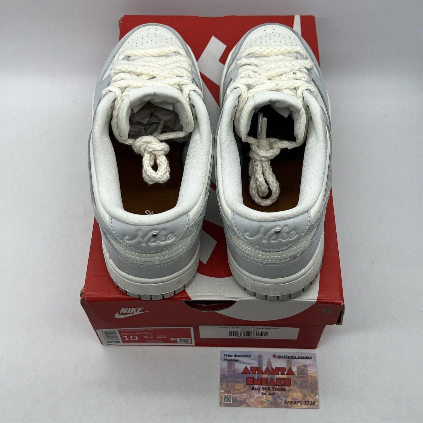 Size 10 - Nike Dunk Low Needlework W White Leather (FJ4553-133)