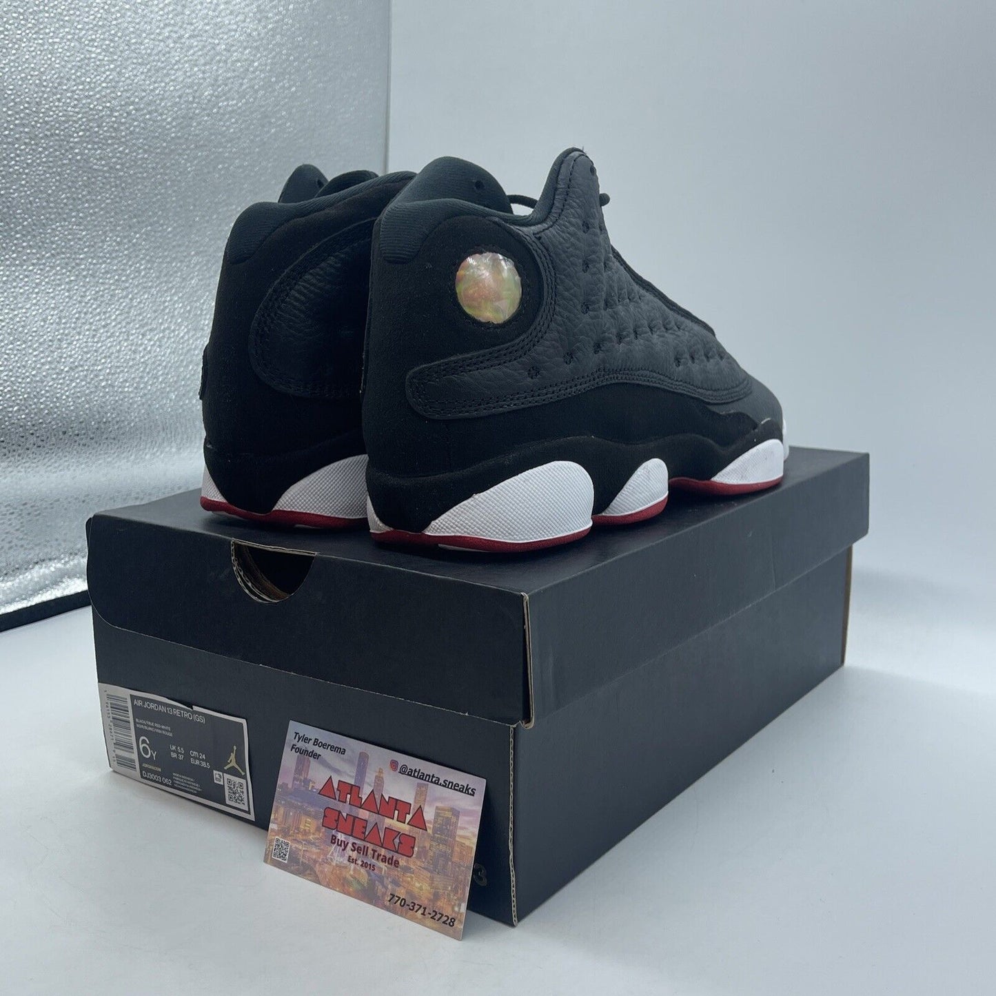 Size 6Y (GS) - Jordan 13 Retro 2023 Mid Playoff Black White Suede (DJ3003-062)