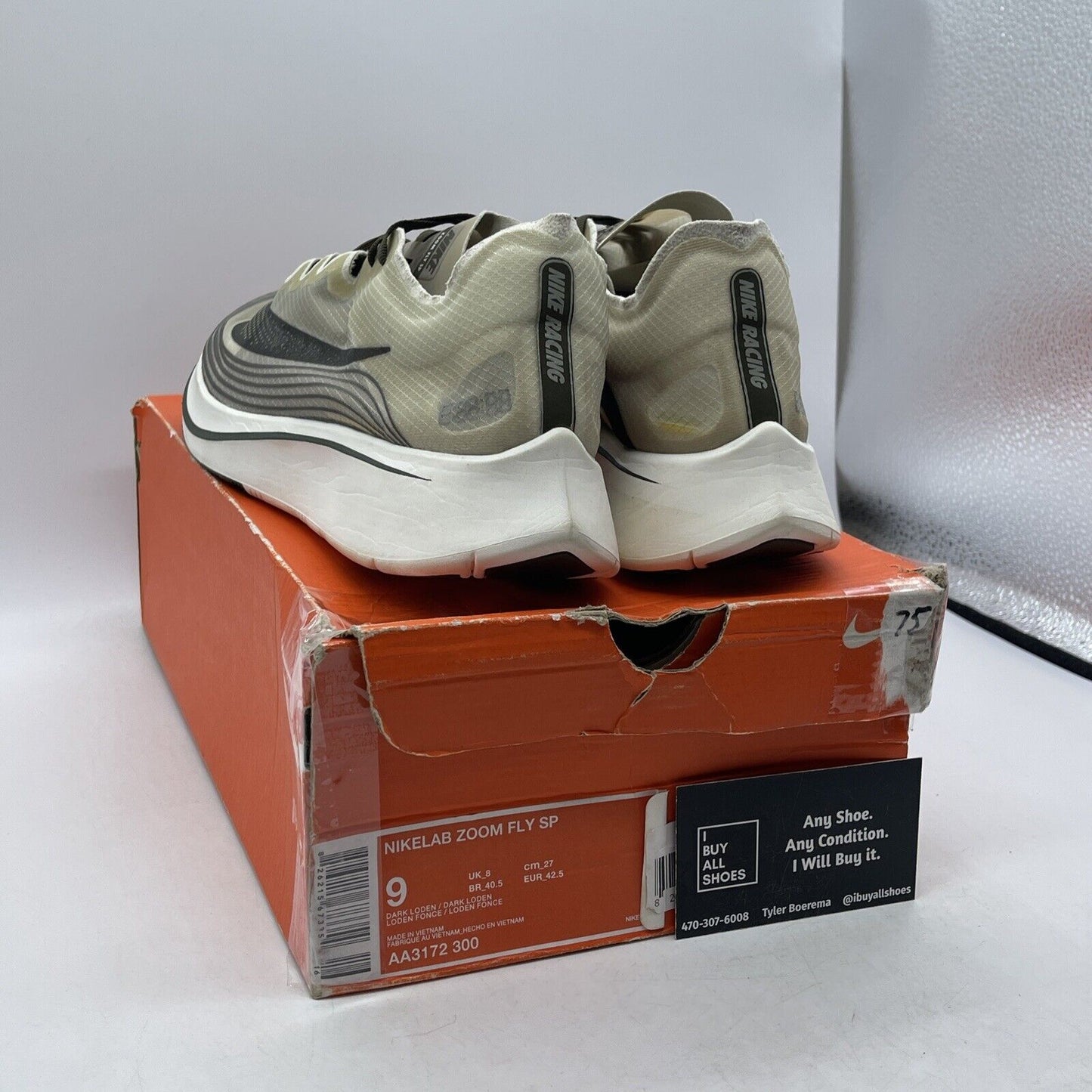 Size 9 - NikeLab Zoom Fly SP Shanghai Black White Green Suede Leather AA3172-300