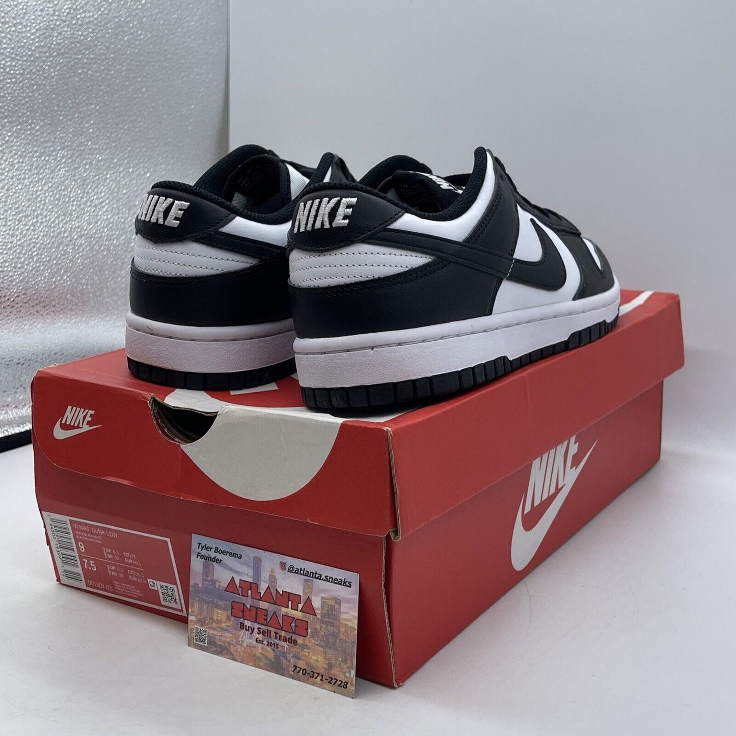 Size 9W - Nike Dunk Low Black White Leather (DD1503-101)