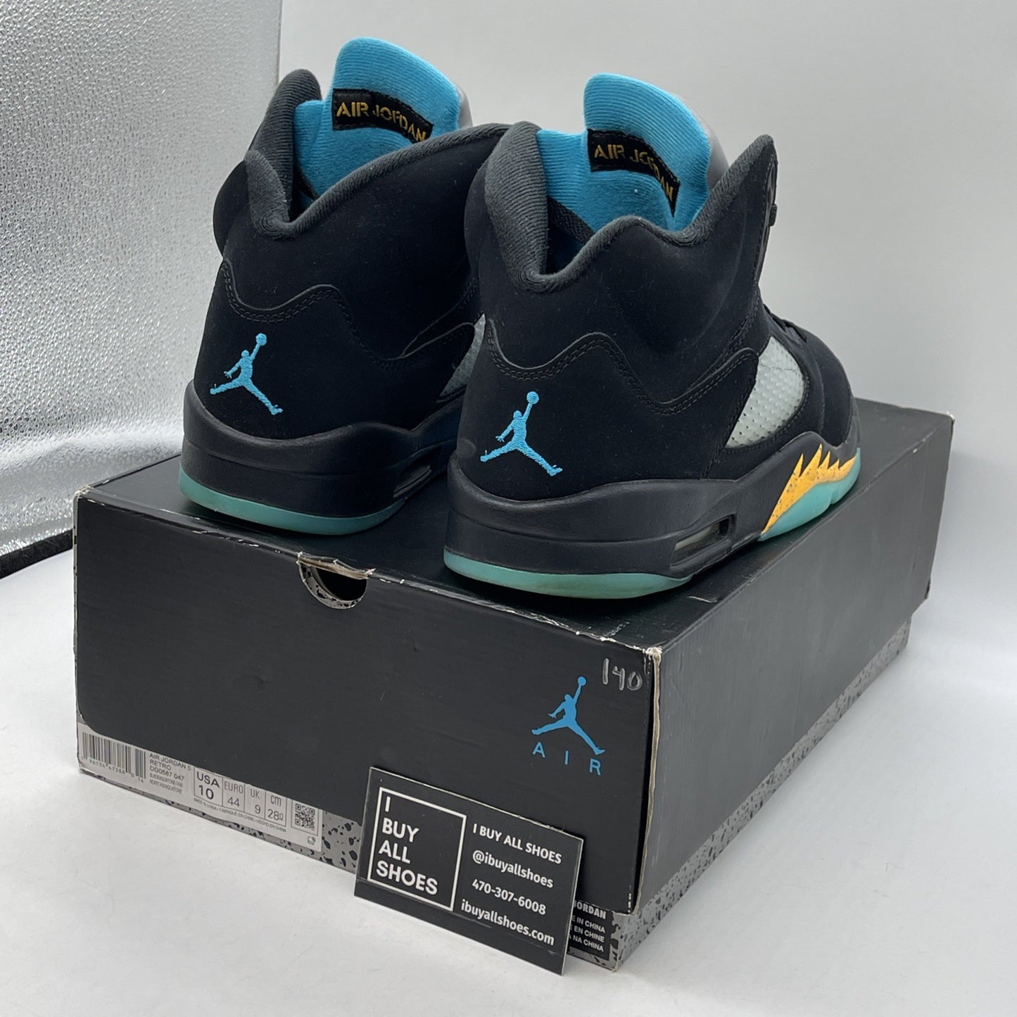 Size 10 - Jordan 5 Retro Mid Aqua Black Blue Yellow Suede (DD0587-047)