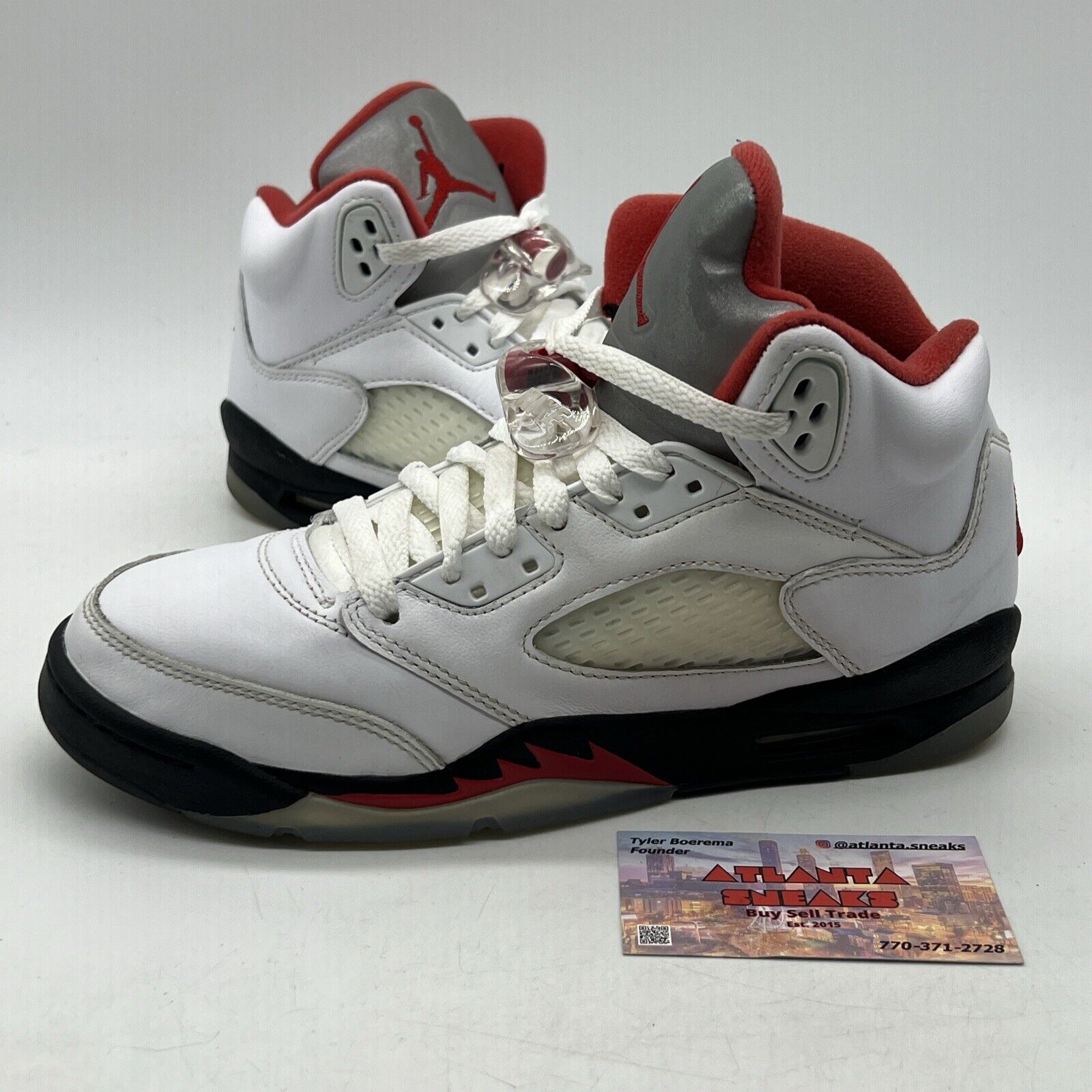 Air Jordan 5 Retro Fire Red Silver Tongue 2020 (GS)  Black Leather (440888-102)