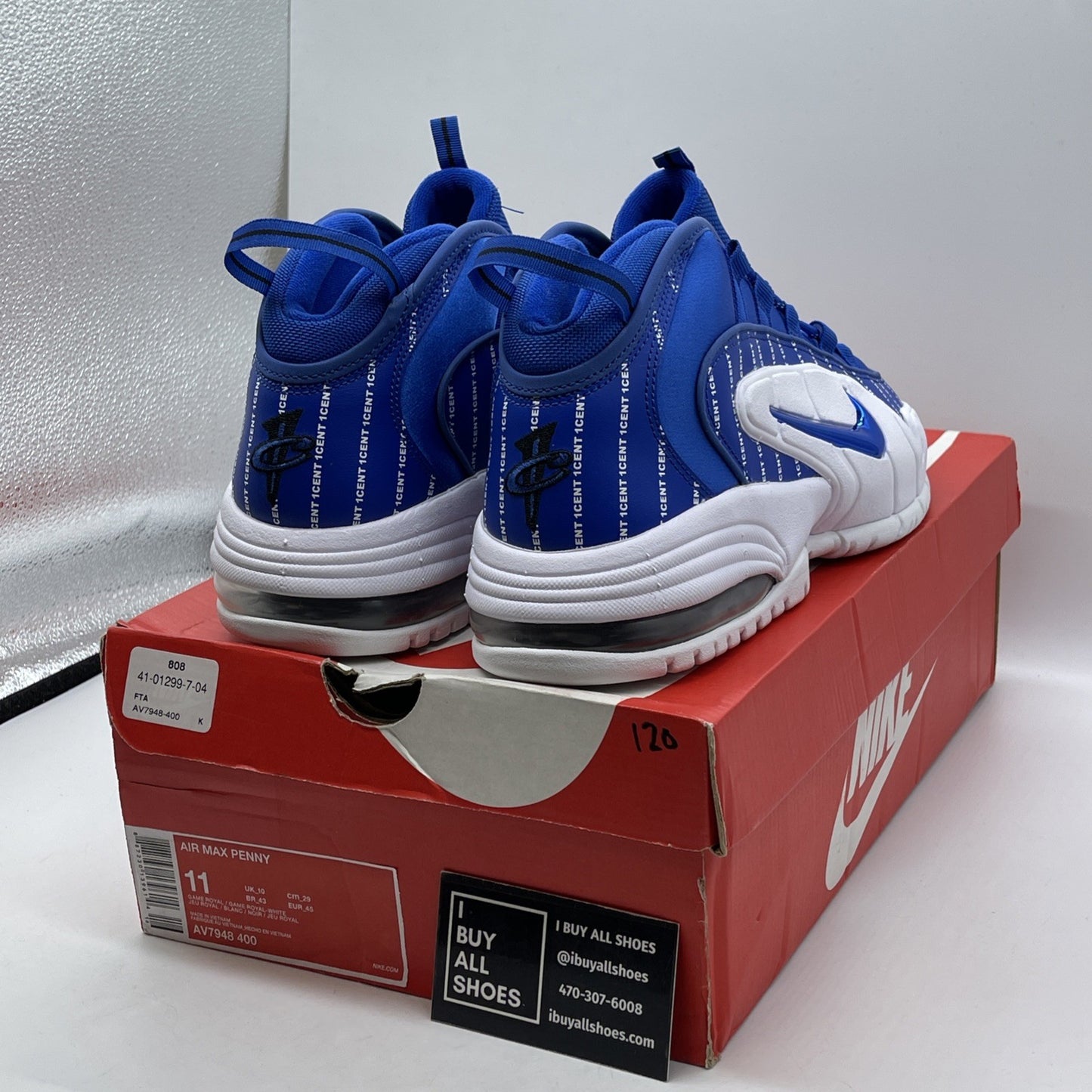 Size 11 - Nike Air Penny 1 Pinstripe Blue Suede Leather (AV7948-400)