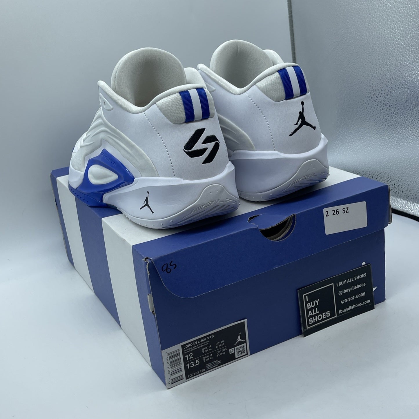 Size 12 - Jordan Luka 3 TB White Black Hyper Royal Black Leather (FQ7453-160)