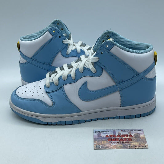 Size 9.5 - Nike Dunk High Blue Chill White Yellow Leather (DD1399-401)
