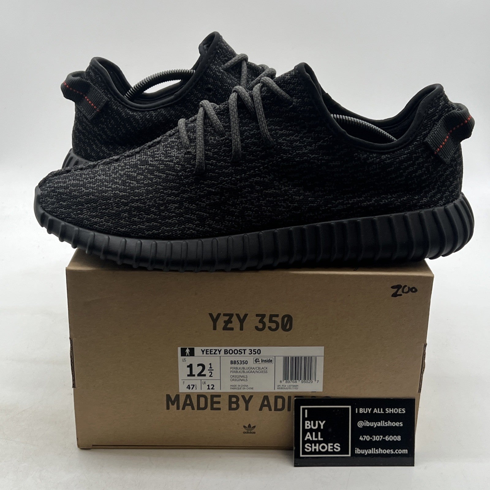 Size 12.5 - adidas Yeezy Boost 350 2016 Pirate Black (BB5350)