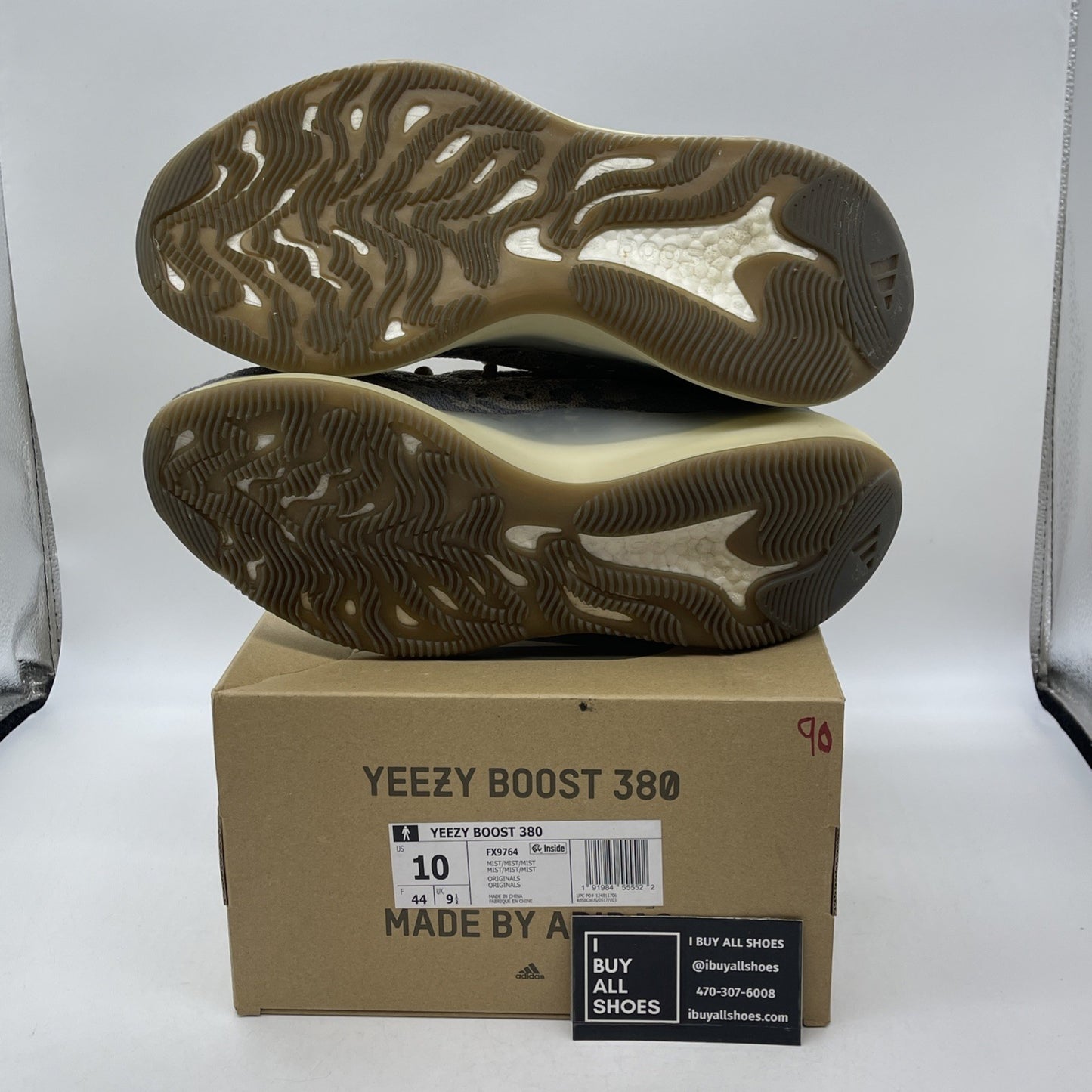 Size 10 - adidas Yeezy Boost 380 Mist Non-Reflective Brown Suede (FX9764)