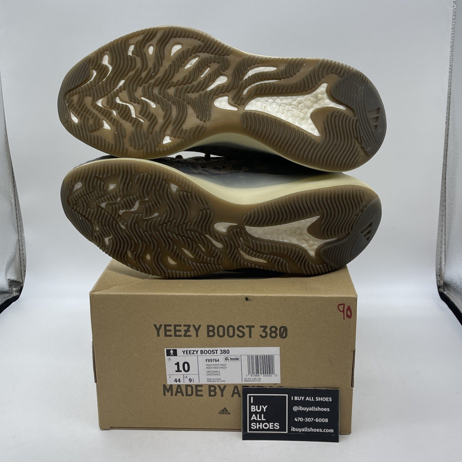 Size 10 - adidas Yeezy Boost 380 Mist Non-Reflective Brown Suede (FX9764)