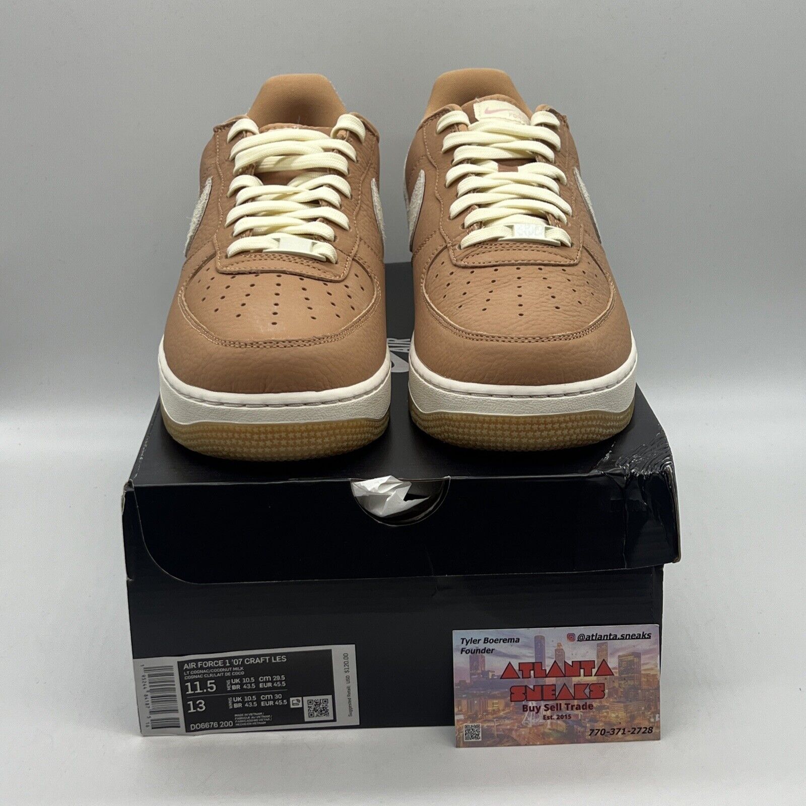 Size 11.5 - Nike Air Force 1 '07 Craft Light Cognac Brand New Og All