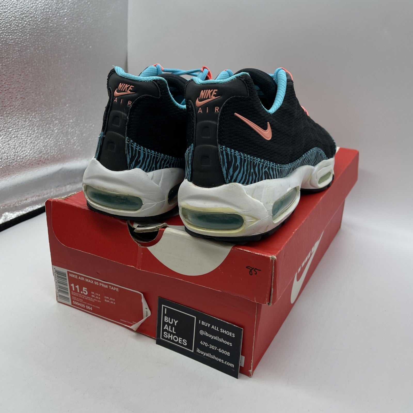 Size 11.5 - Nike Air Max 95 Premium Tape Gamma Blue Zebra (599425-064)