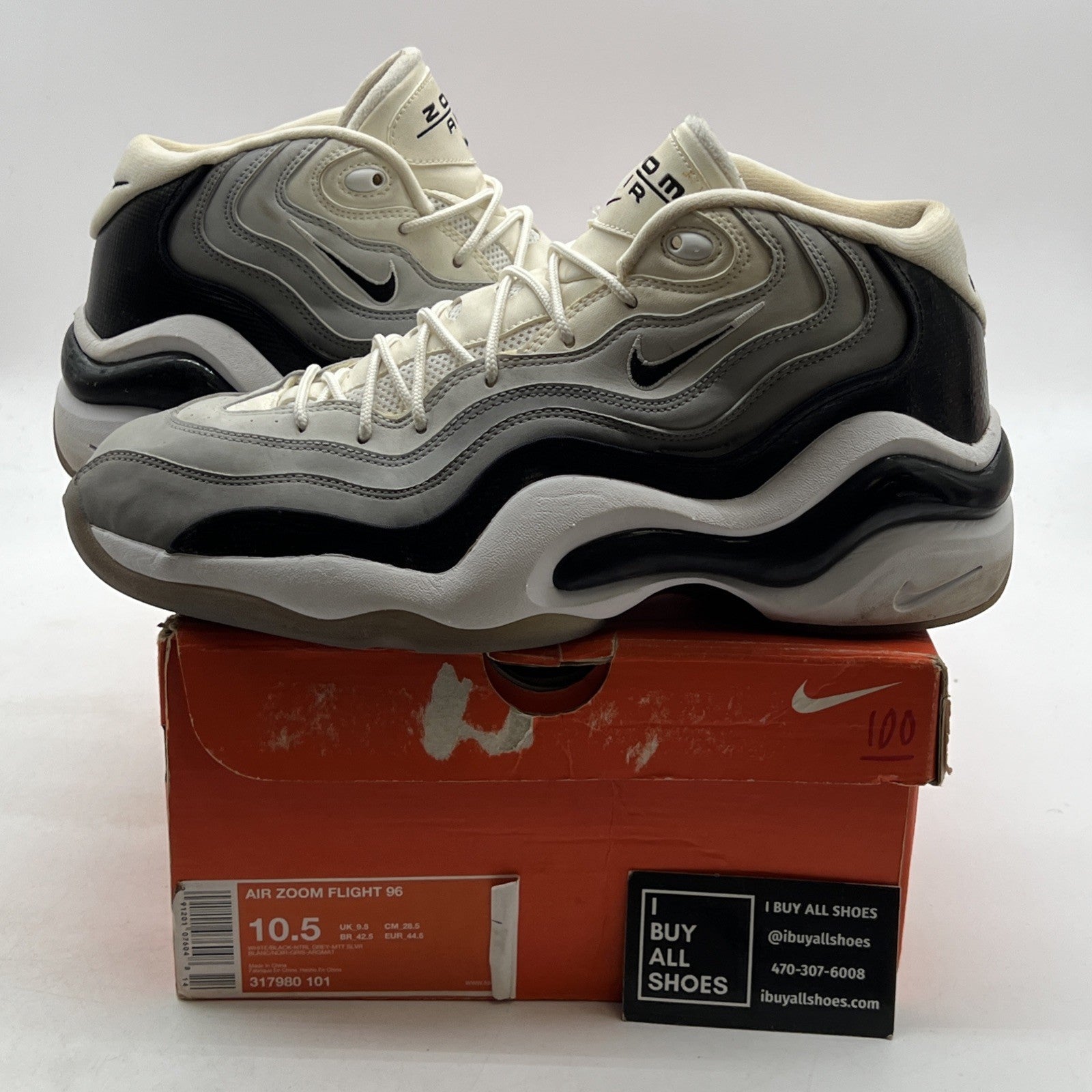 Size 10.5 - Nike Air Zoom Flight 96 White (317980-101)