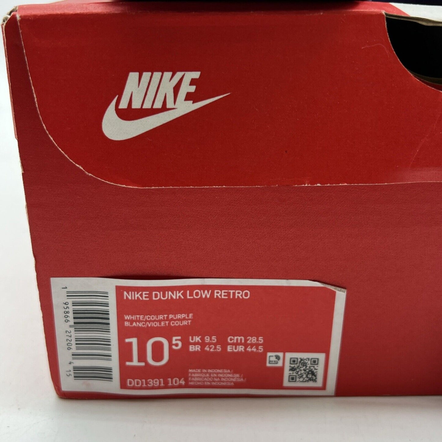 Size 10.5 - Nike Dunk Low Retro Court Purple 2022 (DD1391-104)