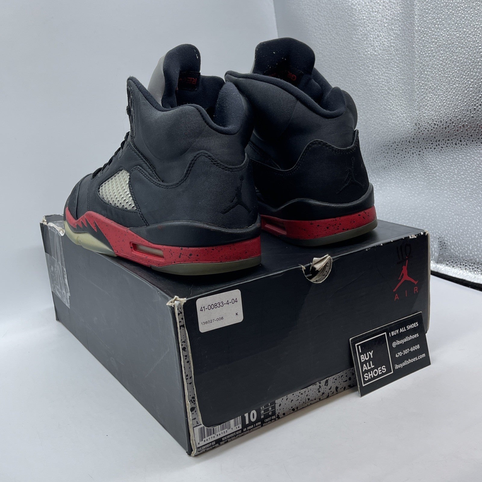 Size 10 - Air Jordan 5 Retro Satin Bred Black Red (136027-006)