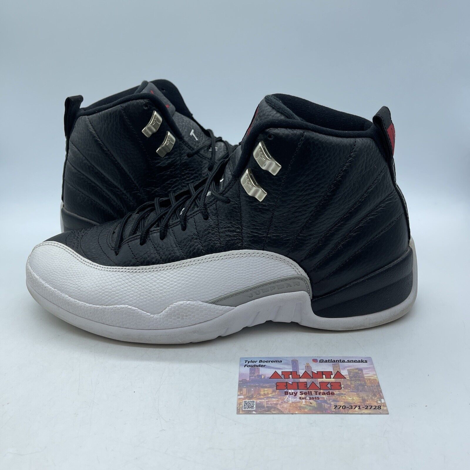 Size 11 - Jordan 12 Retro Mid Playoff Black Grey White Red Leather (CT8013-006)