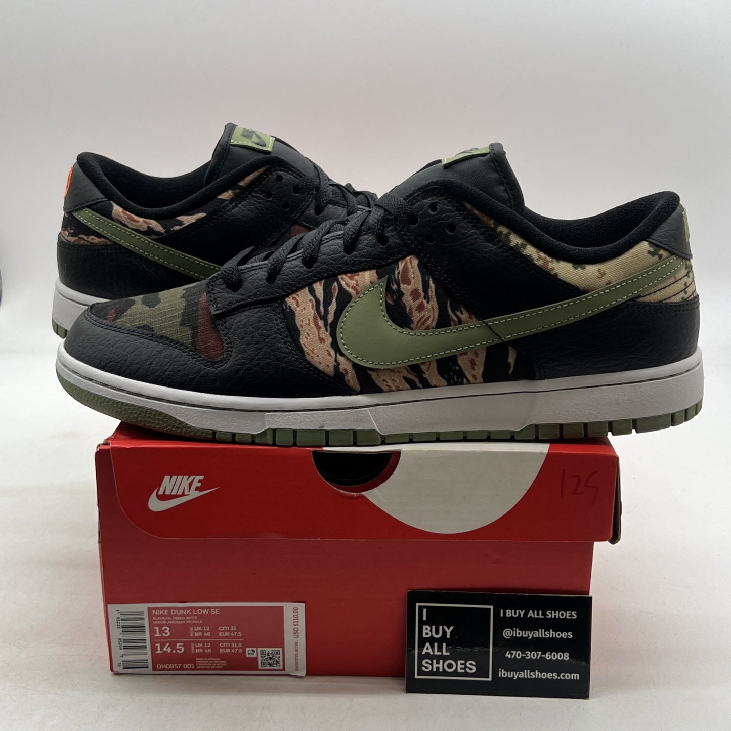 Size 13 - Nike Dunk SE Low Black Multi-Camo (DH0957-001)